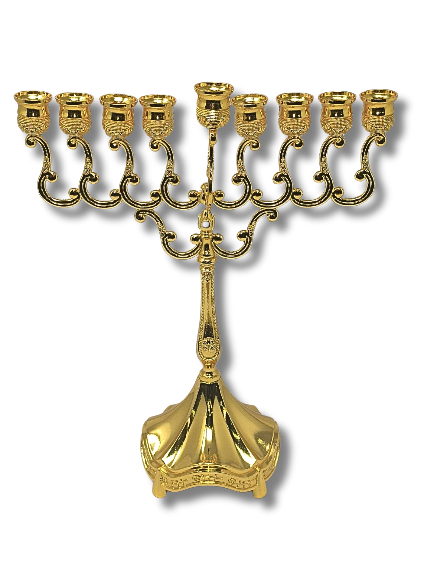 9-branch Hanukkah for oil vessels 12063 Gold Hanukkah