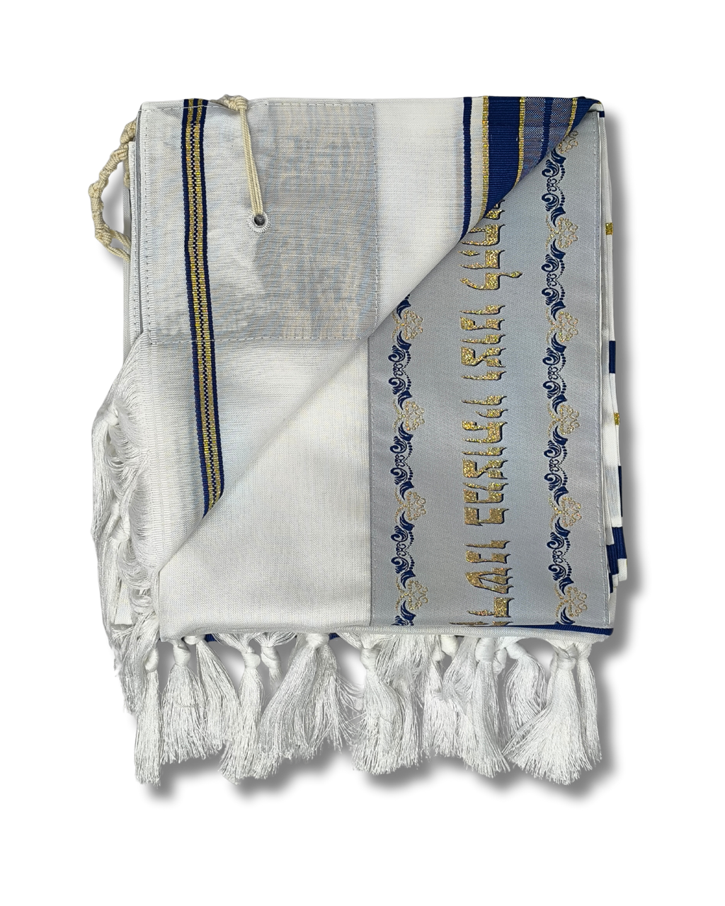 Talit Gadol Akrilan talla 50 azul con dorado TY 12332