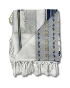 Talit Gadol Akrilan talla 50 azul con dorado TY 12332