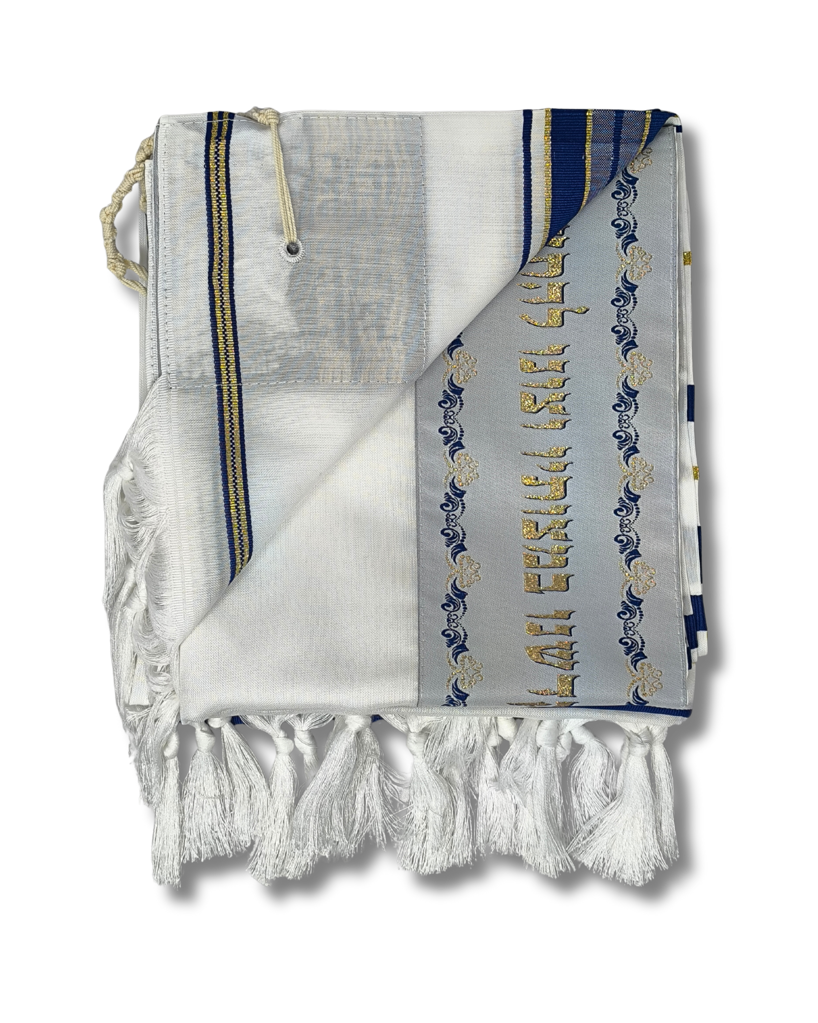 Talit Gadol Akrilan talla 50 azul con dorado TY 12332