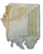 Talit gadol akrilan Blanco con Dorado