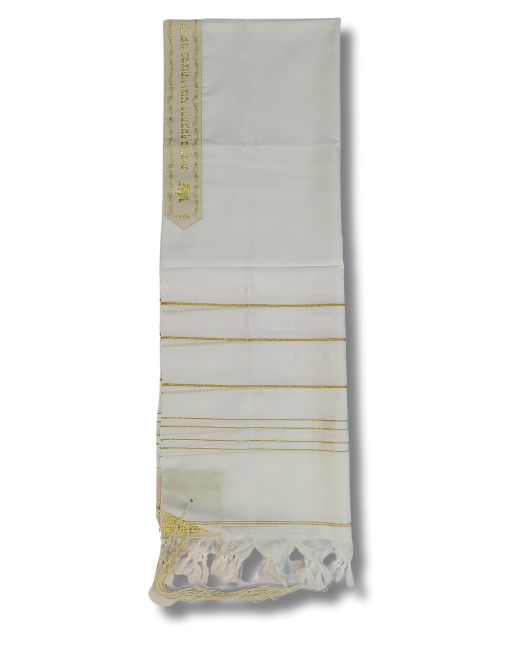 Talit gadol akrilan Blanco con Dorado