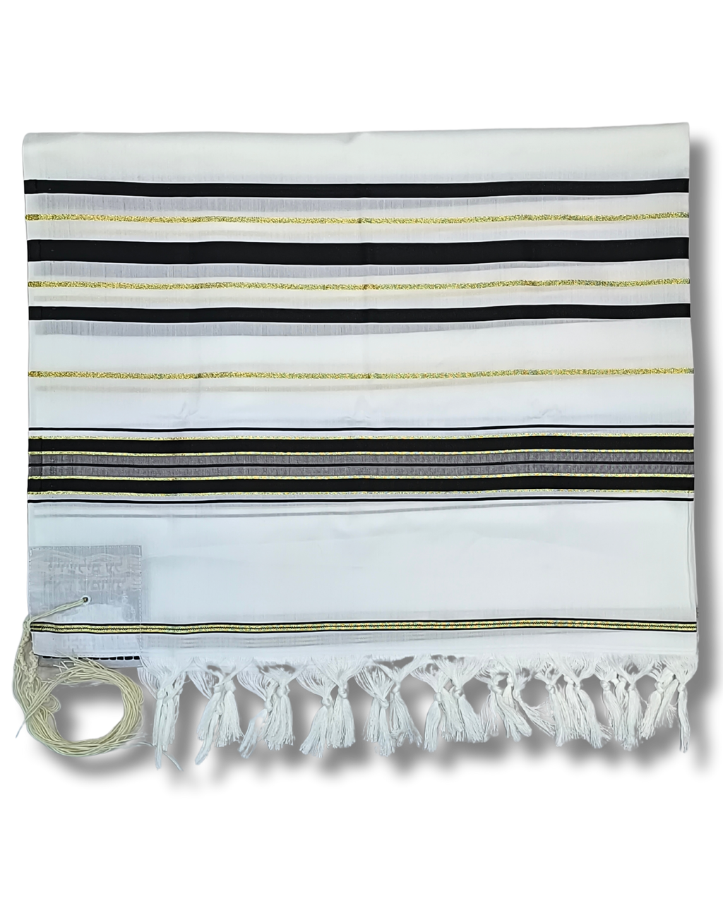 Talit gadol akrilan Negro con Dorado