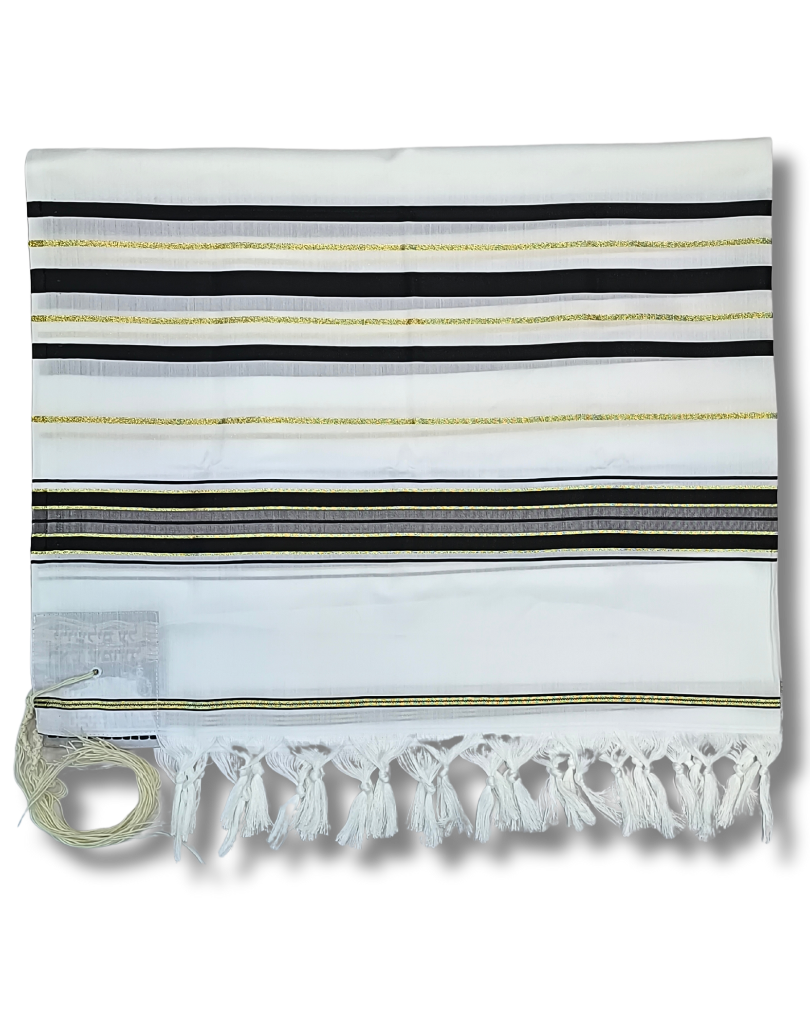 Talit Gadol Akrilan talla 55 negro con dorado TY 12325
