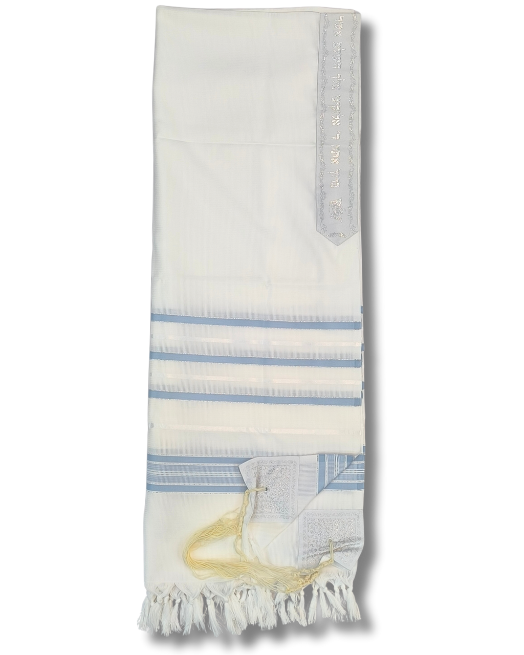 Talit Gadol Akrilan antideslizante talla 60 celeste con plata 12176