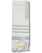 Talit Gadol Akrilan antideslizante talla 60 celeste con plata 12176
