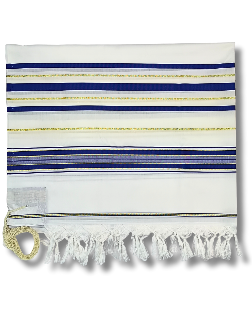 Talit Gadol Akrilan talla 60 azul con dorado TY 12334