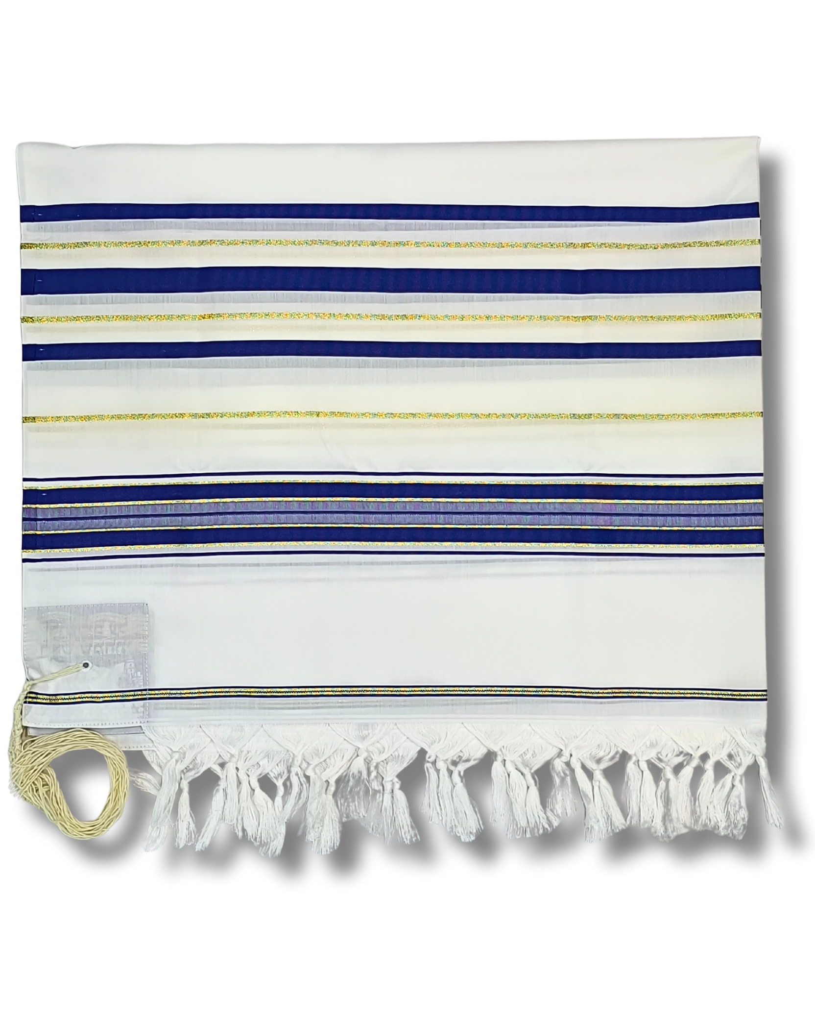 Talit Gadol Akrilan talla 60 azul con dorado TY 12334