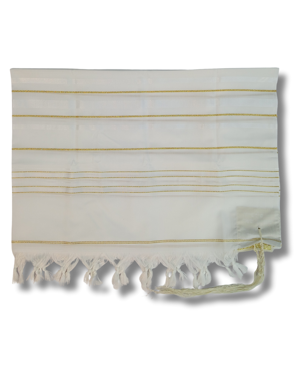 Talit gadol akrilan Blanco con Dorado