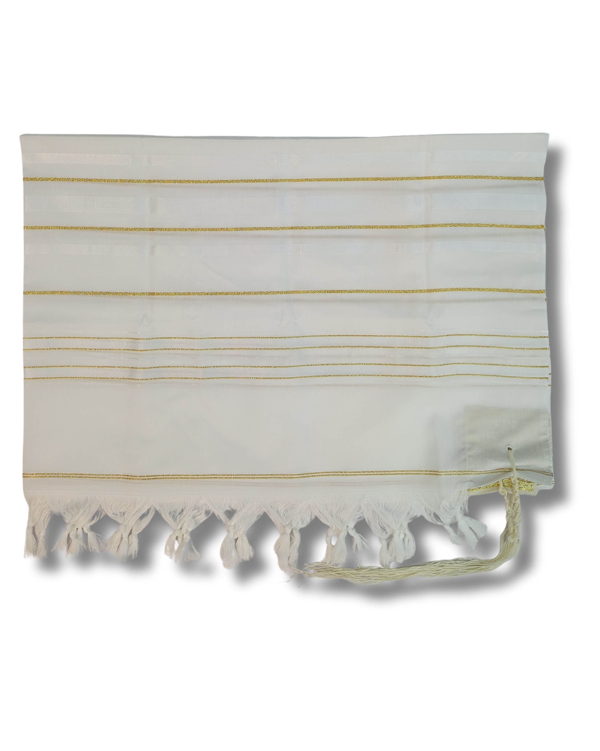 Talit gadol akrilan Blanco con Dorado