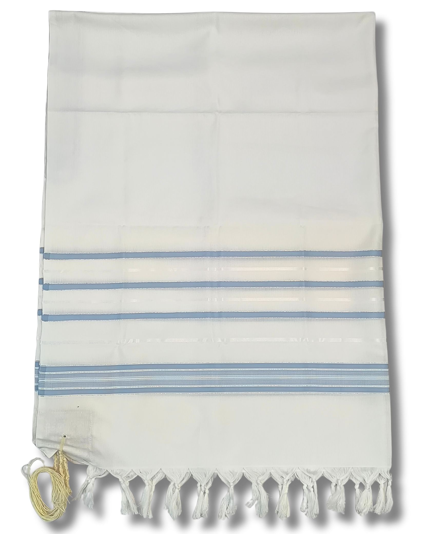 Talit Gadol Akrilan antideslizante talla 60 celeste con plata 12176