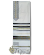 Talit gadol akrilan Negro con Dorado