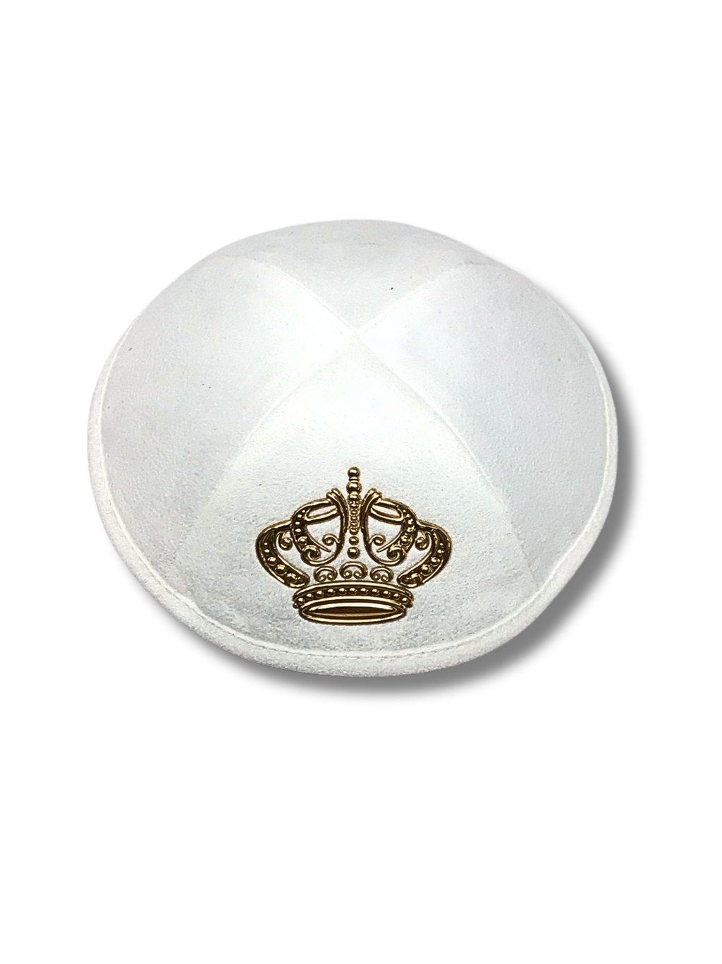 Kipá blanca con corona dorada, modelo 16242; vista del diseño