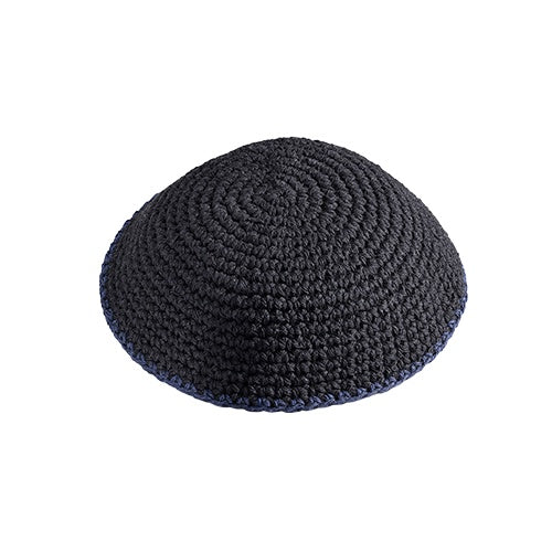 Kipa tejida de 15 cm - Negra con línea azul 16360