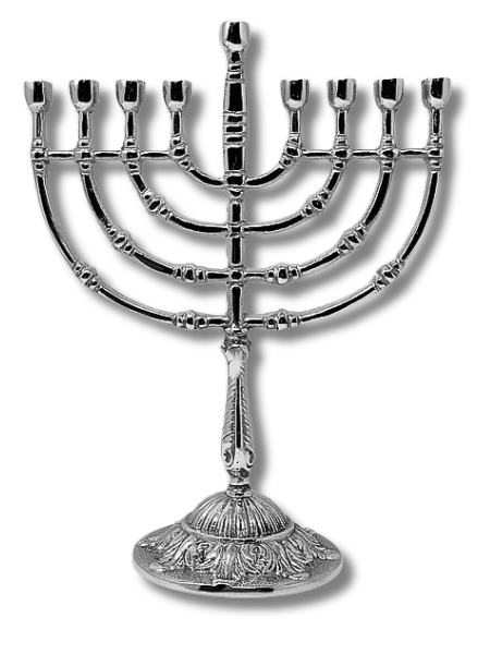 9-branch pewter menorah for small candles 16707