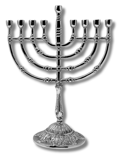 9-branch pewter menorah for small candles 16707