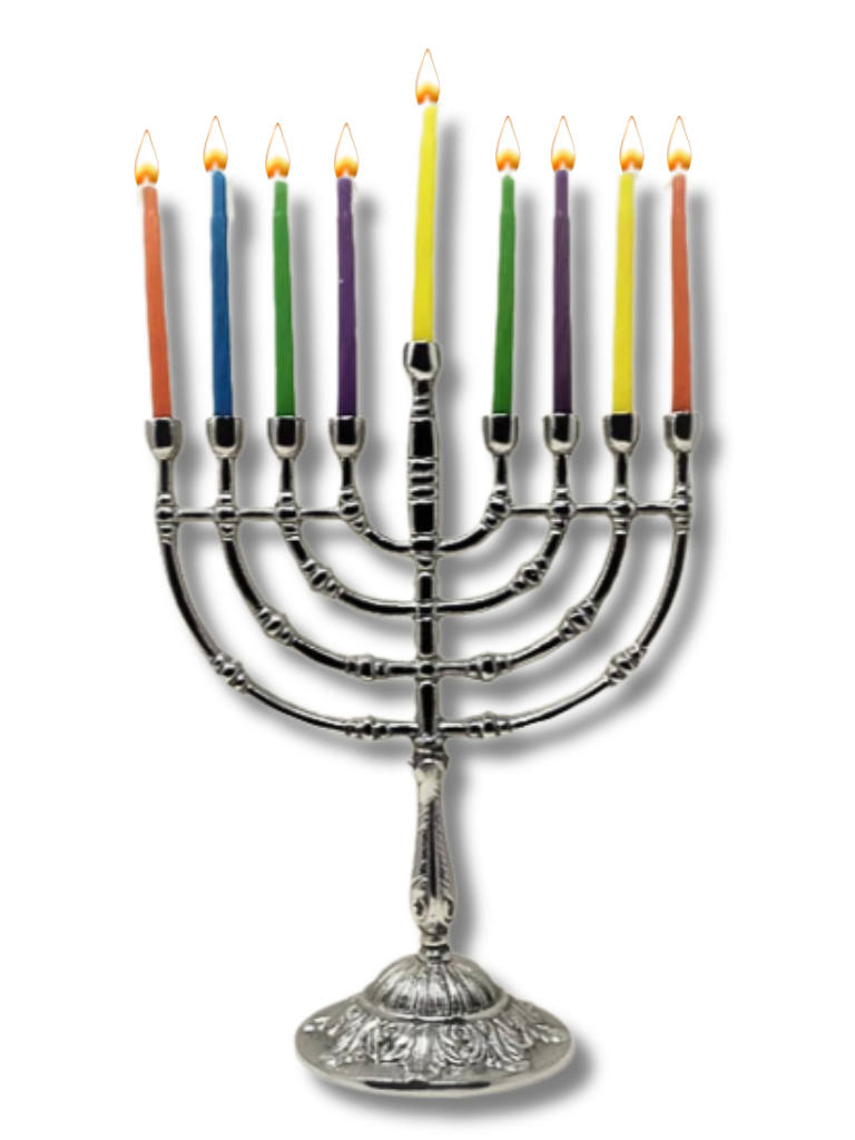 9-branch pewter menorah for small candles 16707