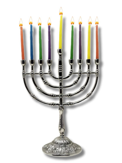 9-branch pewter menorah for small candles 16707