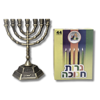 Juego Menora 12 Tribus dorada mate de 13 cm con velitas