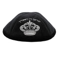 Kipa de Ultra Gamuza de 19 cm con decoración de Corona Plateada- Negro - 17930