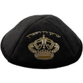 Kipa de Ultra Gamuza de 19 cm con decoración de Corona Dorada- Negro - 17933