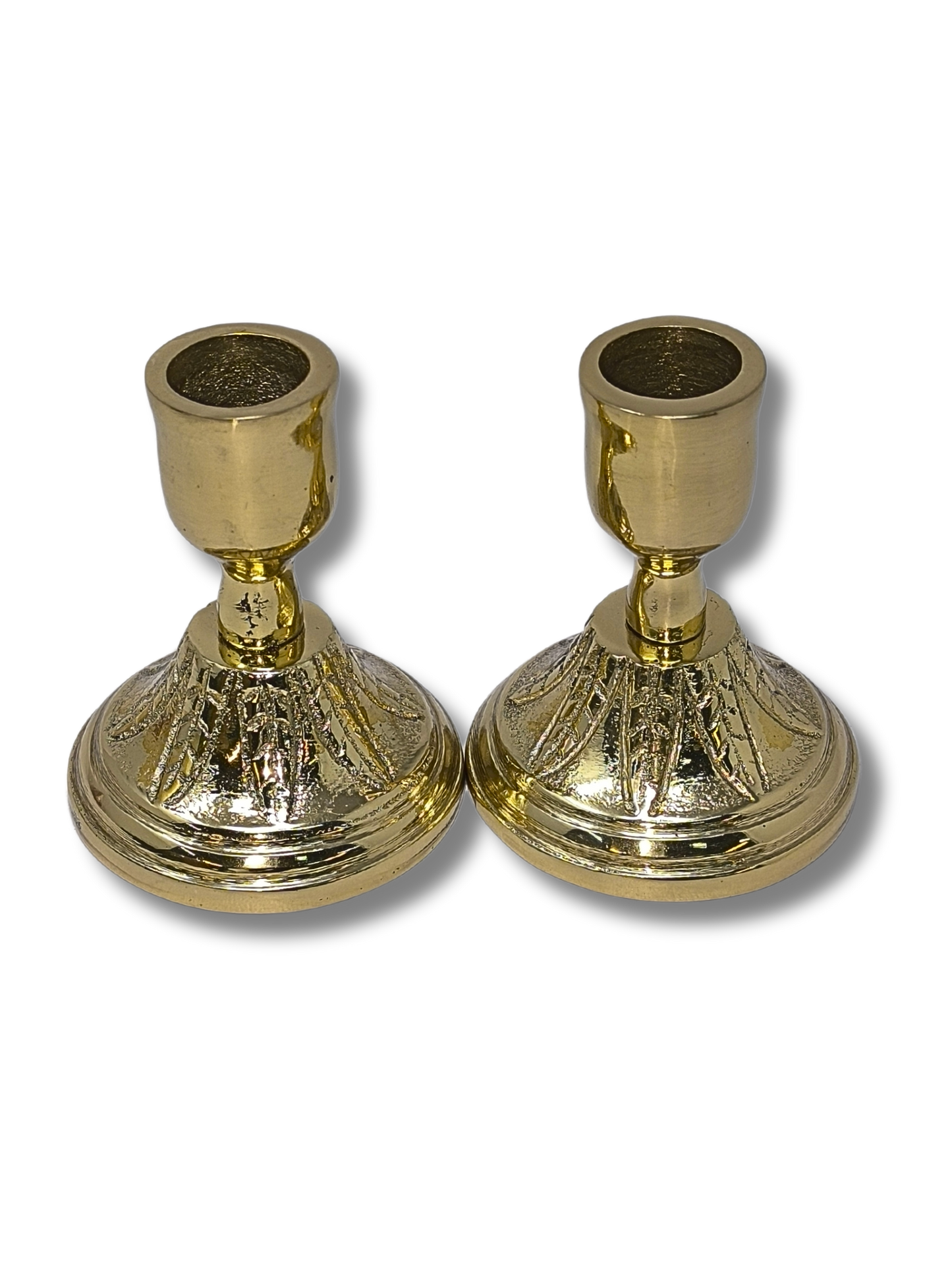 Small bronze Shabbat candlesticks with leaves 18810