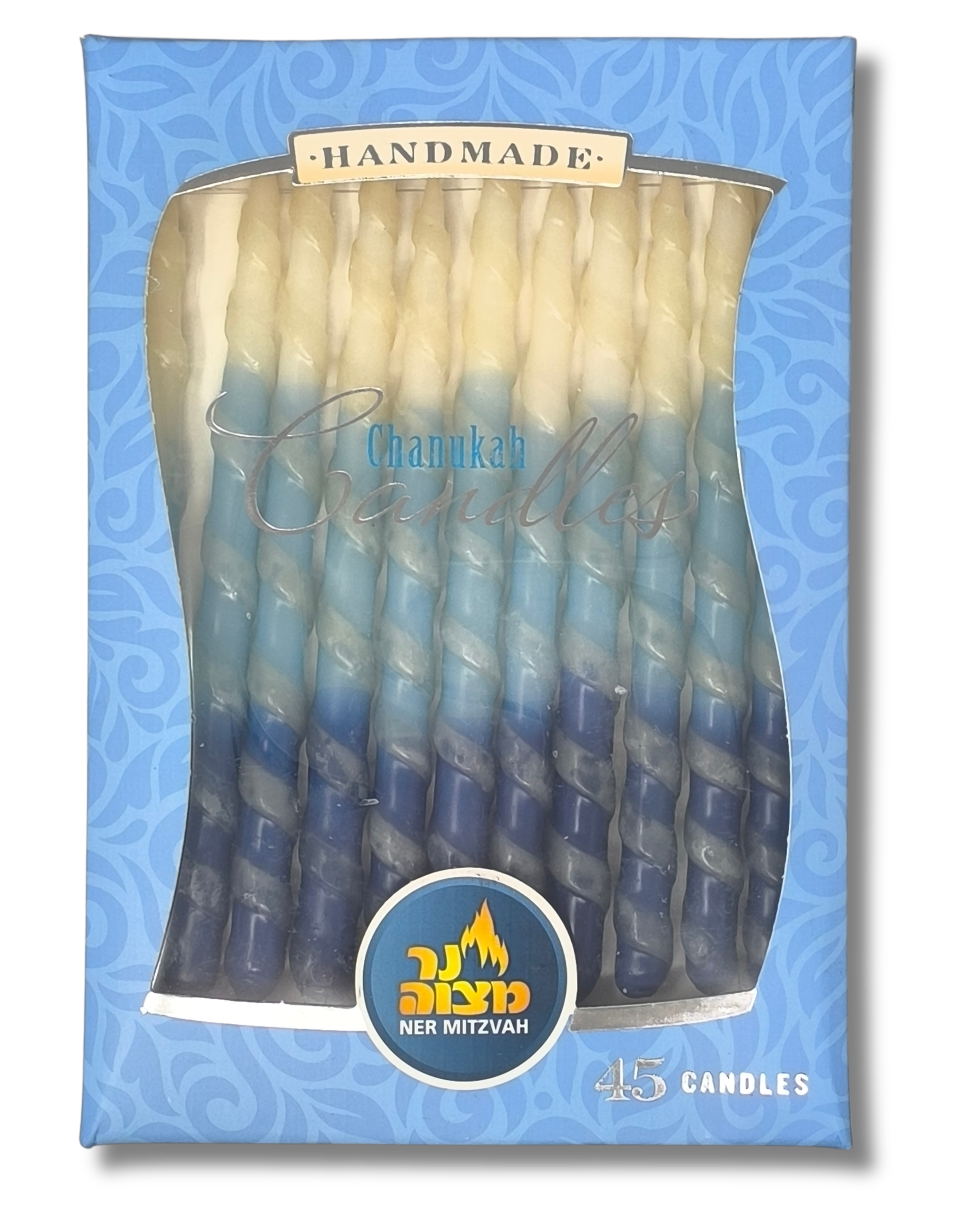 Velas januka enrolladas Blanca con azul, 28364