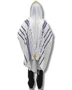 Talit Gadol Akrilan antideslizante talla 55 azul con dorado 12173
