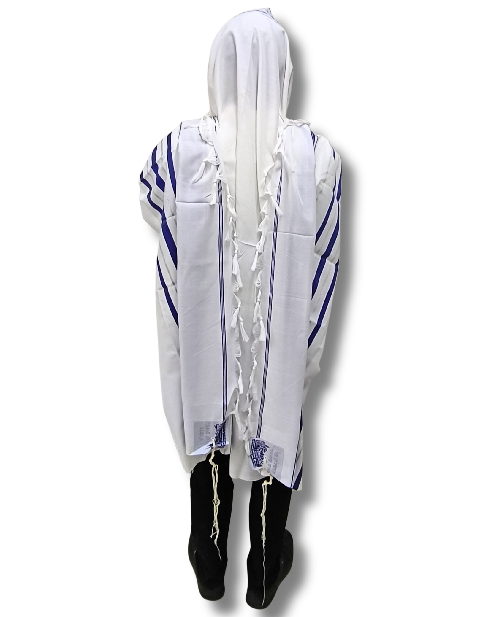 Talit Gadol Akrilan talla 45 azul con plateado TY 12335