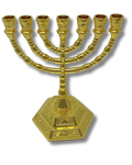 Menorah 7 arms 12 tribes 13 cm Shiny gold 96138
