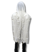 Talit gadol akrilan Blanco Plateado