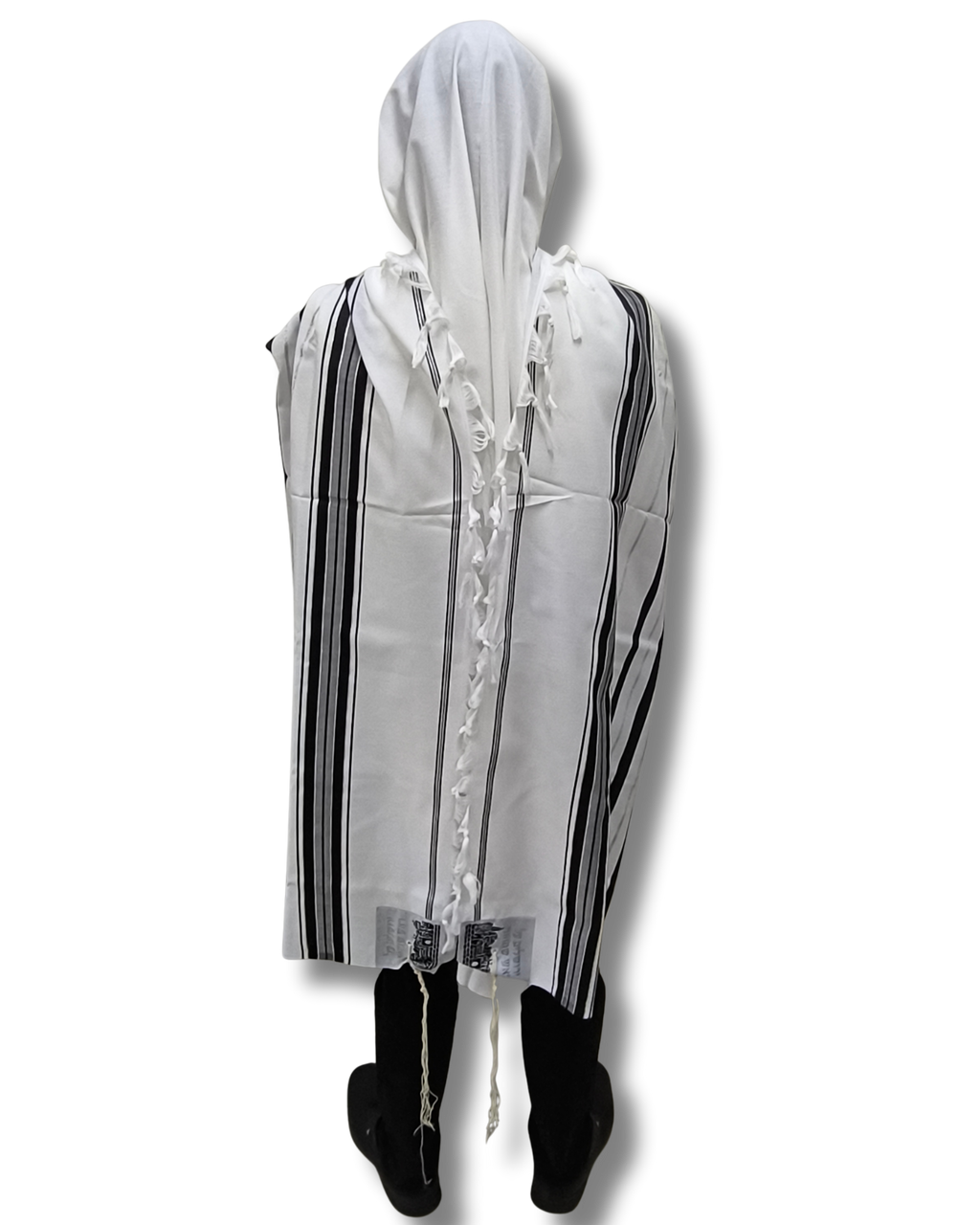 Talit gadol akrilan Negro con Plateado