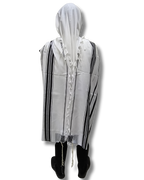 Talit gadol akrilan Negro con Plateado