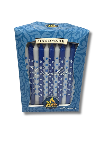 Blue and white Hanukkah candles with stars 28311