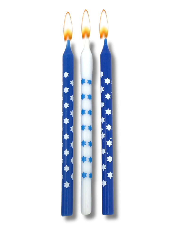 Blue and white Hanukkah candles with stars 28311