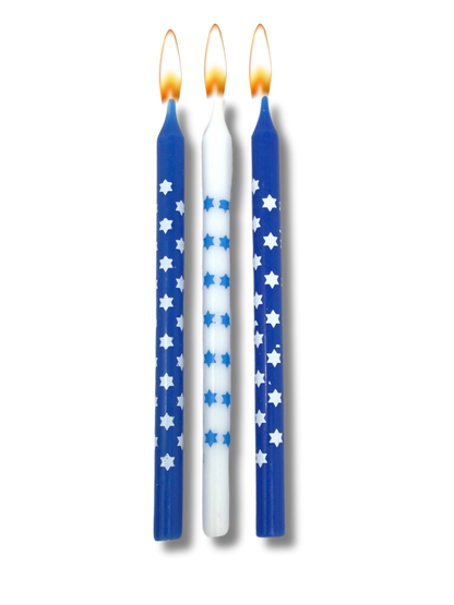 Blue and white Hanukkah candles with stars 28311