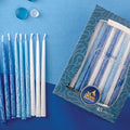 Velas de Janucá decoradas azul, celeste y blanco, paquete de 45 28362