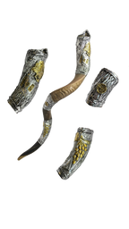 Shofar Antilope Large Leon de Juda con incrustacion en Plateado 78245