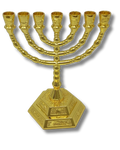 Menorah 7 arms 12 tribes 15.8 cm Bright gold 96141