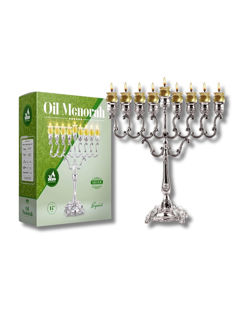 Bright chrome-plated nickel hanukiah for vessels 30237