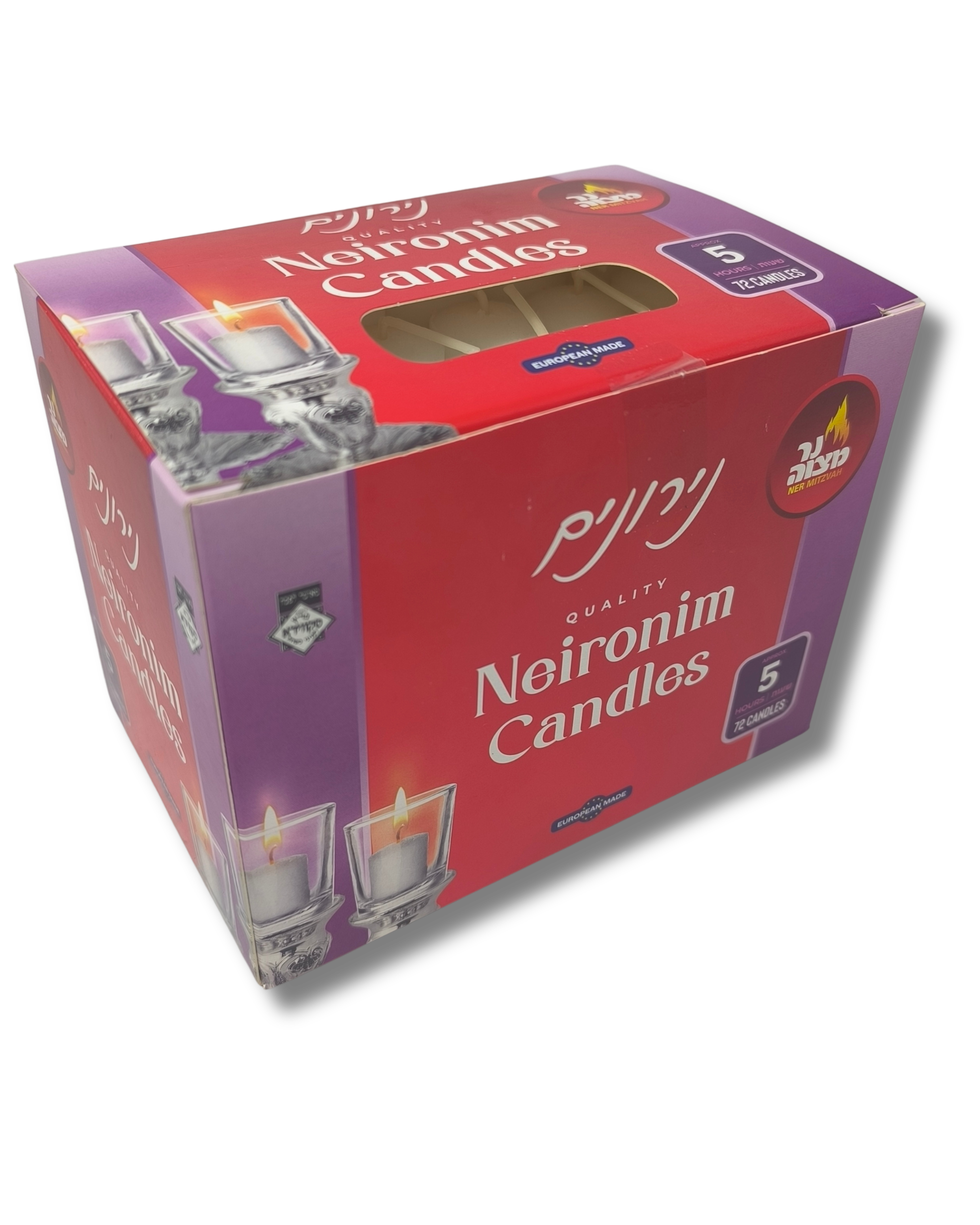 Velas Shabat 5 horas para vasos de cristal 72 piezas 26025