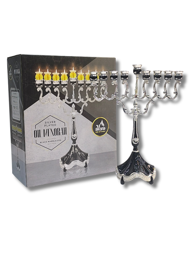 Black marbled Hanukiah for vessels 31201