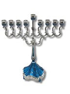 Blue Marbled Chanukiah for Candles 31203