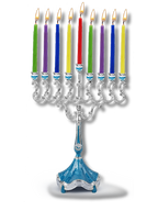 Blue Marbled Chanukiah for Candles 31203