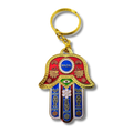 Llavero Hamsa, Rojo con Celeste grande Mazal 35444