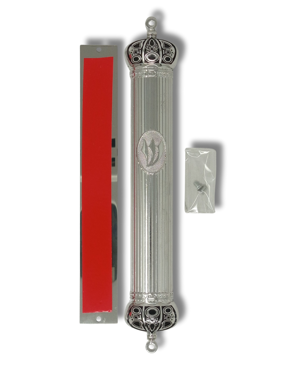Estuche de mezuzá de metal con corona – 15 cm, 24300