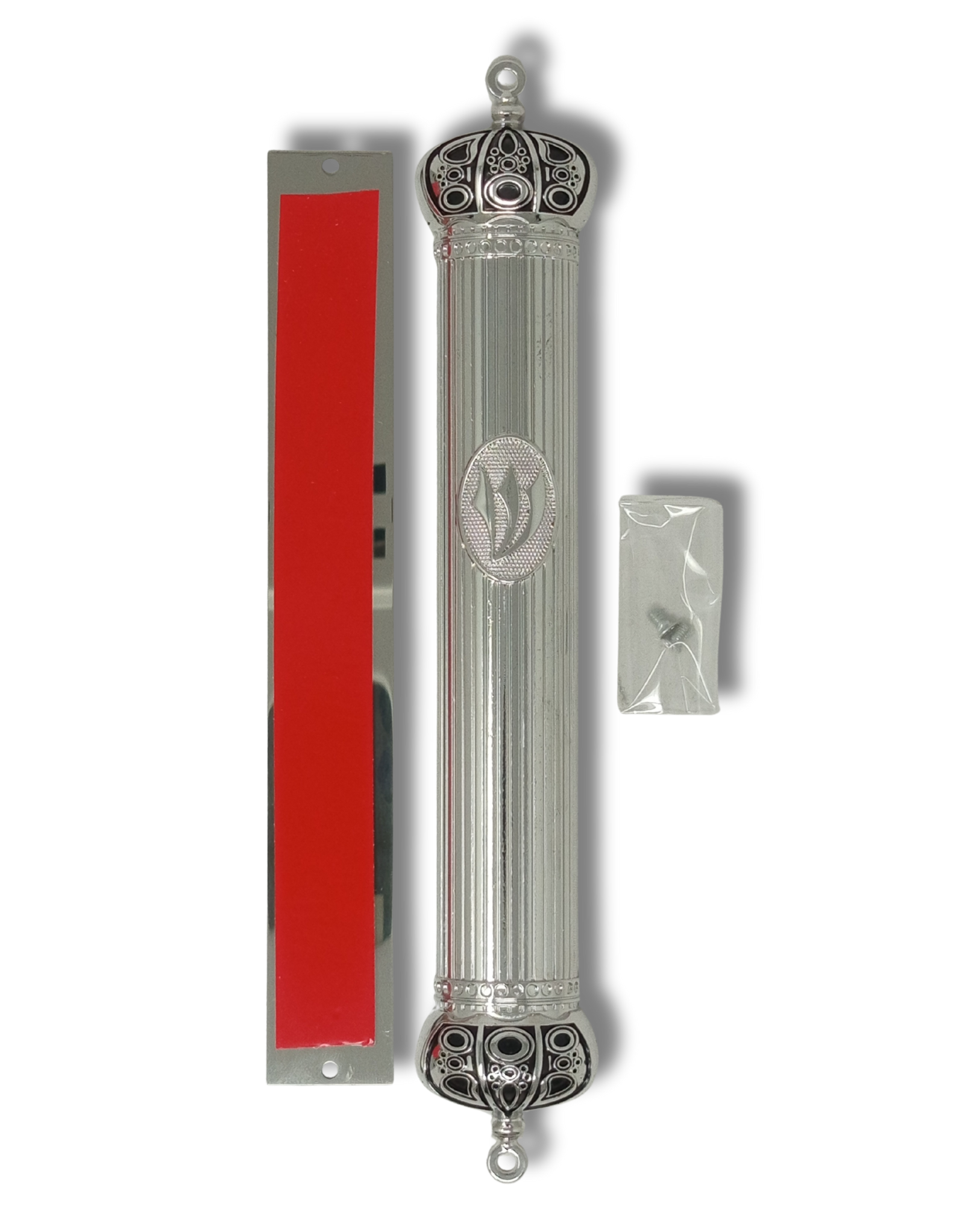 Estuche de mezuzá de metal con corona – 15 cm, 24300