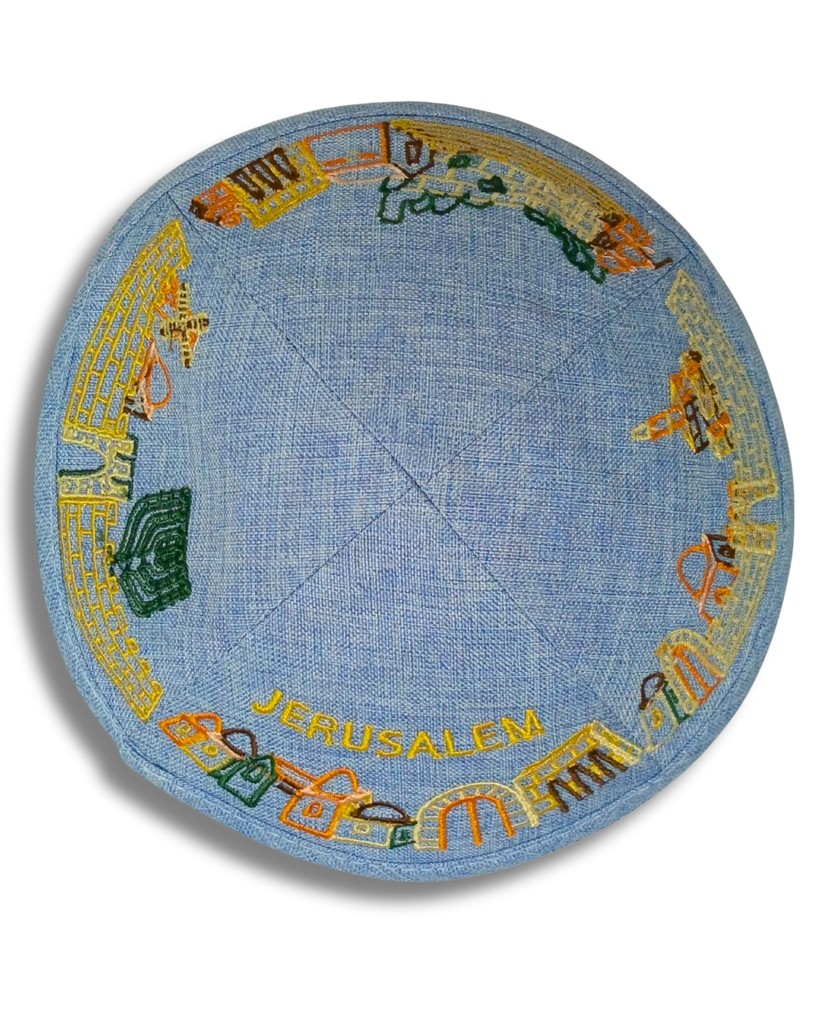 Kipá de Lino con Bordado Elegante, 18108