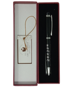 Pluma elegante negra con inscripción plateada “Ana Be-Koaj”, 53164
