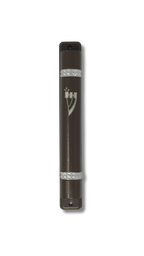 Estuche para mezuza cafe de madera redonda 18cm 20619